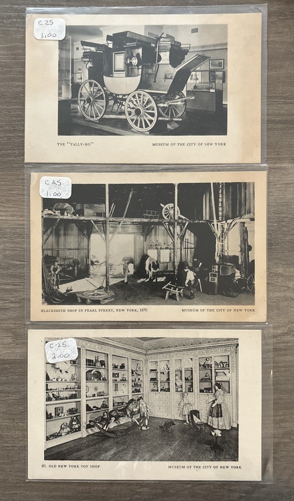 Lot of (3) Vintage Museum of the City of New York Souvenir Postcards Unposted