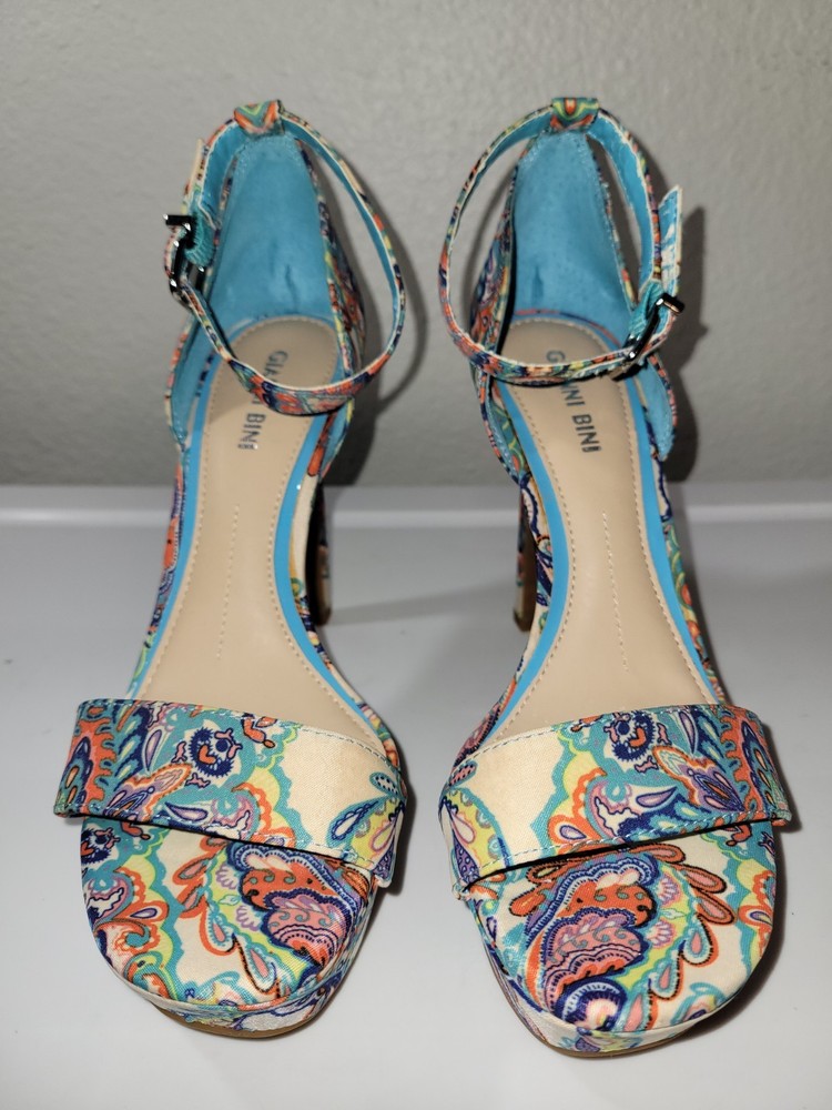 Gianni Bini High Heel Stiletto Ankle Strap Multicolored Woman Size 7 Pre-Owned