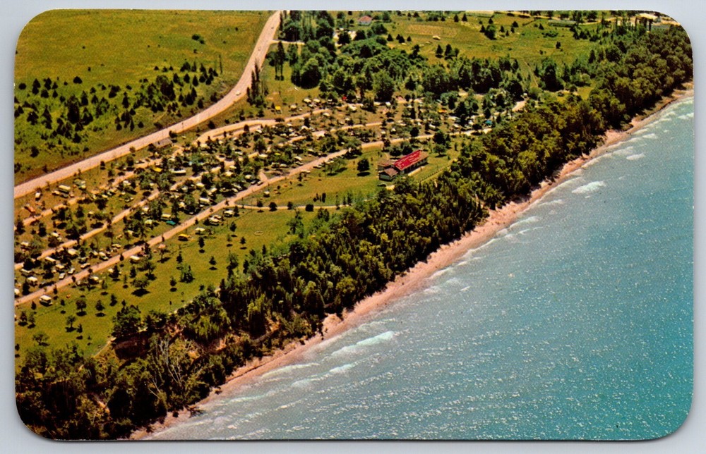 Manistee Michigan~Orchard Beach State Park Aerial View Photo~Vintage Postcard