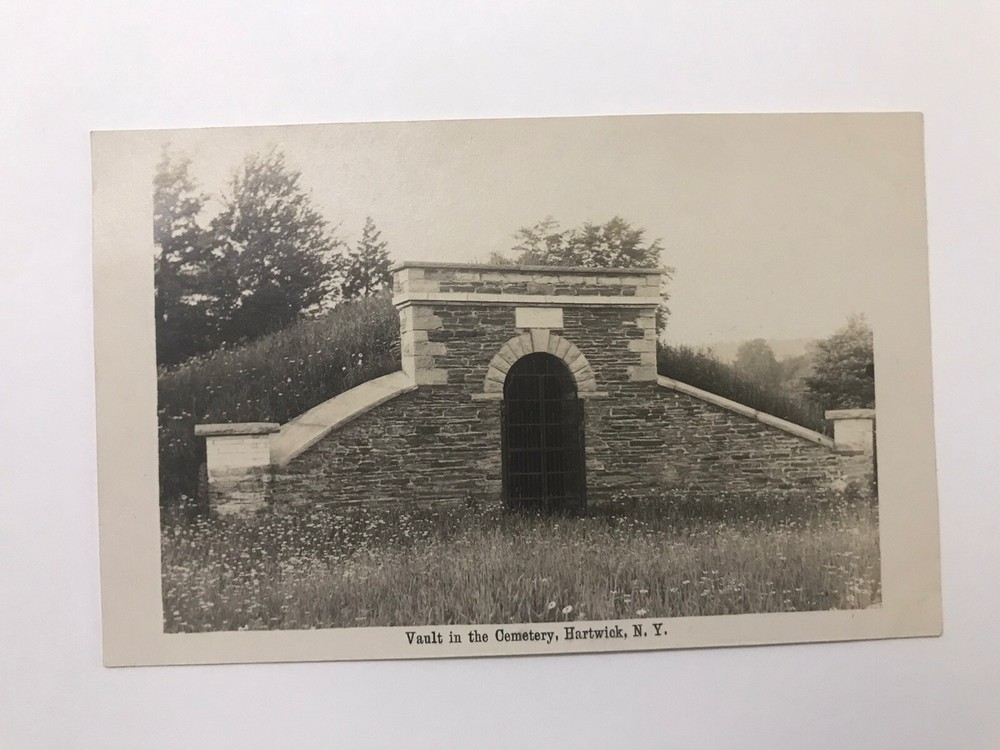 Vault in the Cemetary Hartwick New York RPPC Postcard Near Oneonta NY