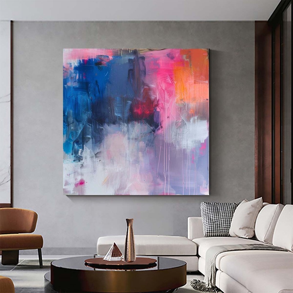 modern wall art decor hand painted abstract oil painting on canvas Blue