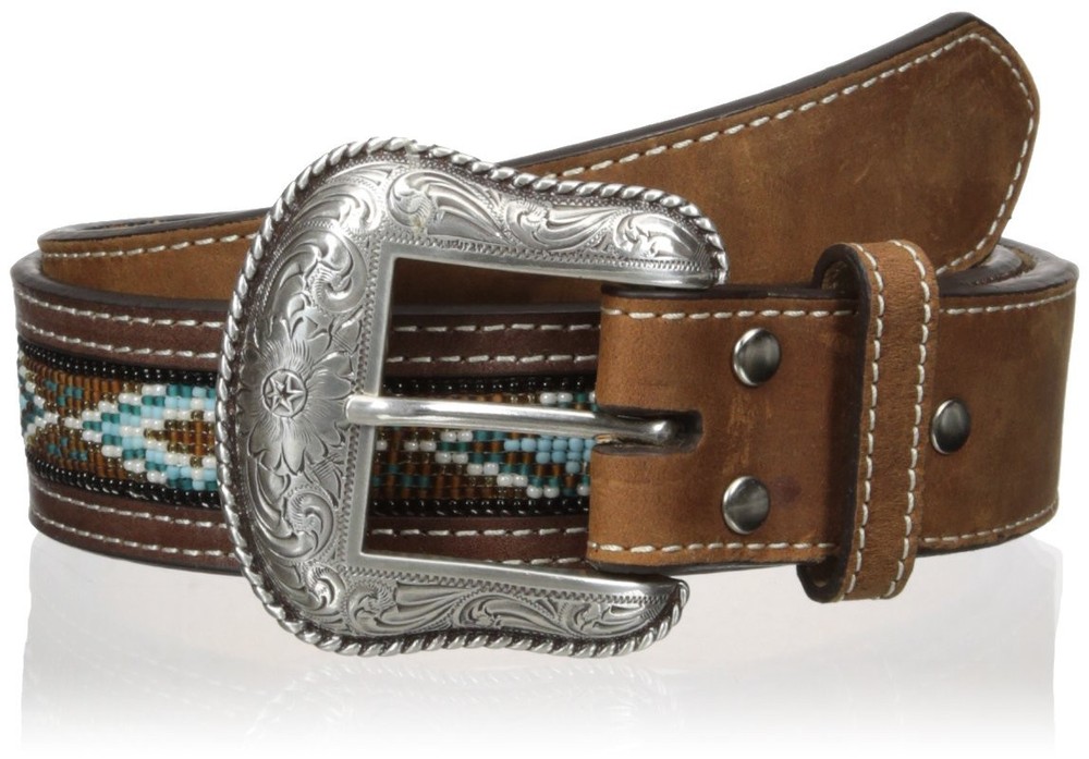 Nocona Belt Co. Men's Old School Blue Bead, Medium Brown, 34