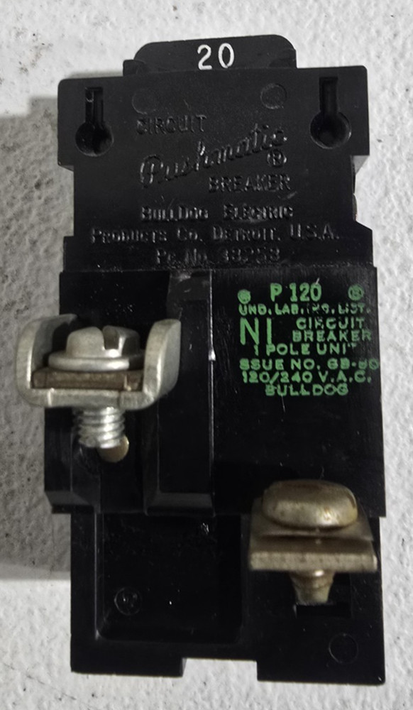 Pushmatic P120 Circuit Breaker 1 Pole 20 Amp Breaker