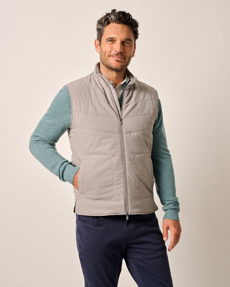 johnnie-O Fairhaven Quilted Zip Vest Fossil Size XXL
