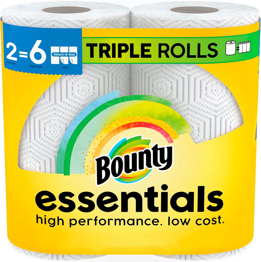Essentials Select-A-Size White Paper Towels 2 Triple Rolls equals 6 Regular Rolls