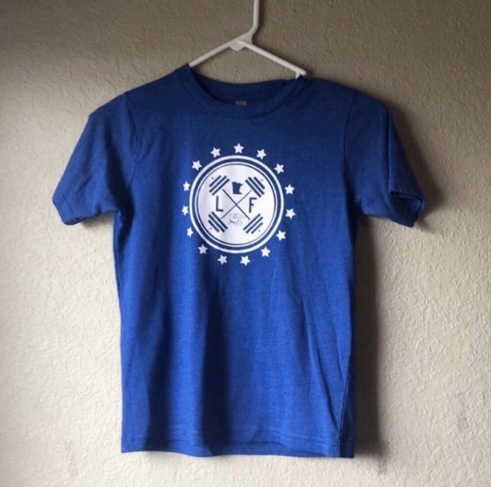 Next Level Apparel Shirt Boys Blue Short Sleeve Graphic Tee Shirt Top Medium 8