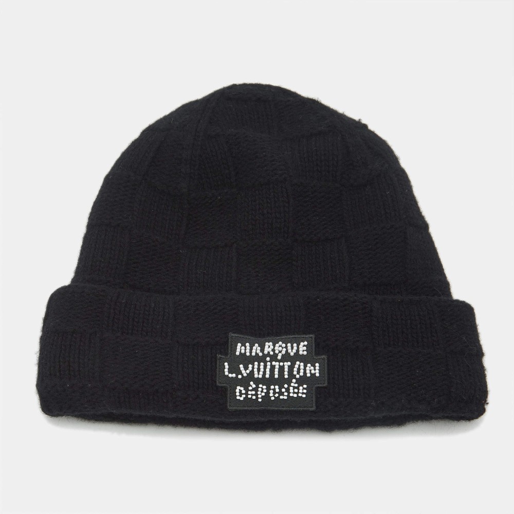 Louis Vuitton Black Pearls Wool Beanie S