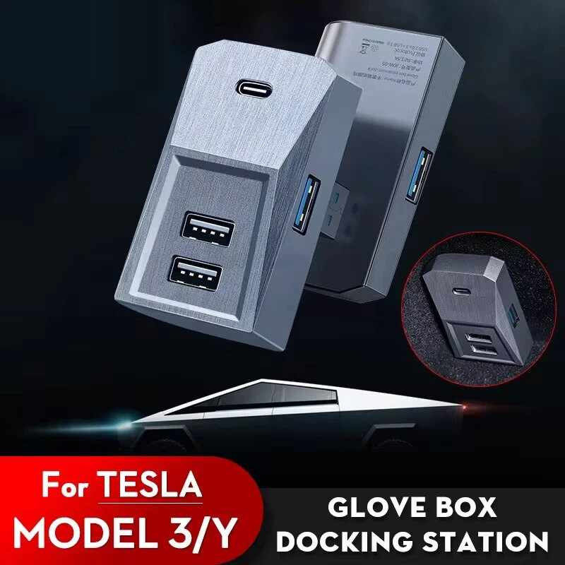 Glove Box USB Hub Docking Station Data Transfer for Tesla Model 3 Y