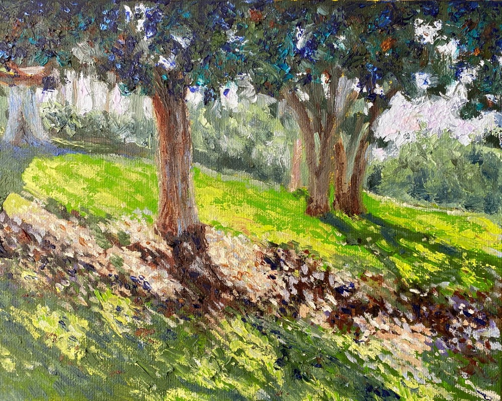 Gorgeous Oil Painting. Original. Signed. Presidio Park Scene. Impressionist Art