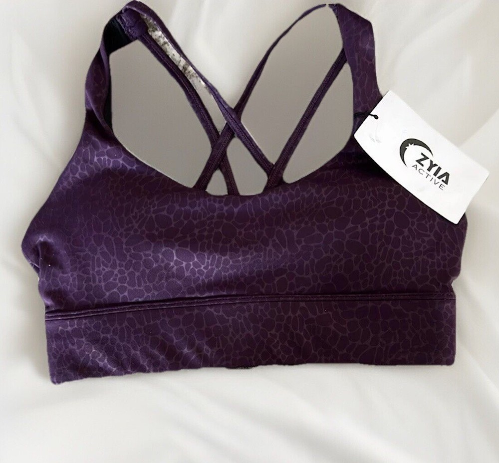 NWT Zyia Active Women’s Plum River Stone Light N Tight Strappy Bra Size XS