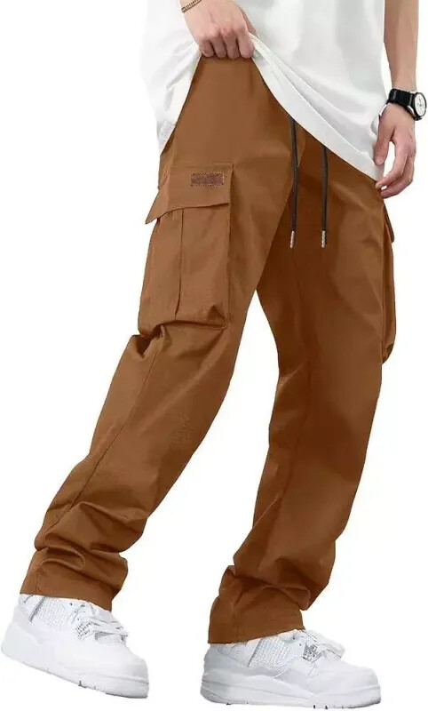 Men's New Multi Pocket Workwear Pants, European and American High Street Trendy