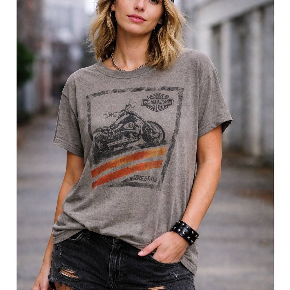 Vintage Harley-Davidson Portland Oregon Graphic Tee Men’s L Gray Distressed USA