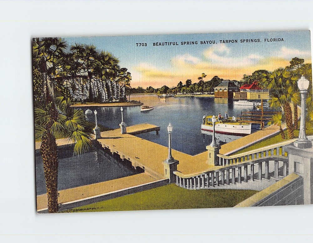 Postcard Beautiful Spring Bayou Tarpon Springs Florida USA