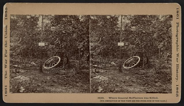 Photo of Stereograph,Where General McPherson was Killed,American Civil War,2