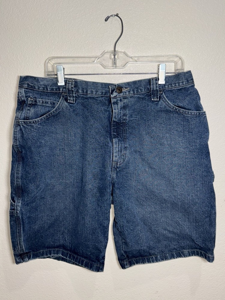Baggy Wrangler Shorts Mens 36 Blue Denim Jorts Carpenter Skater Grunge Hip Hop