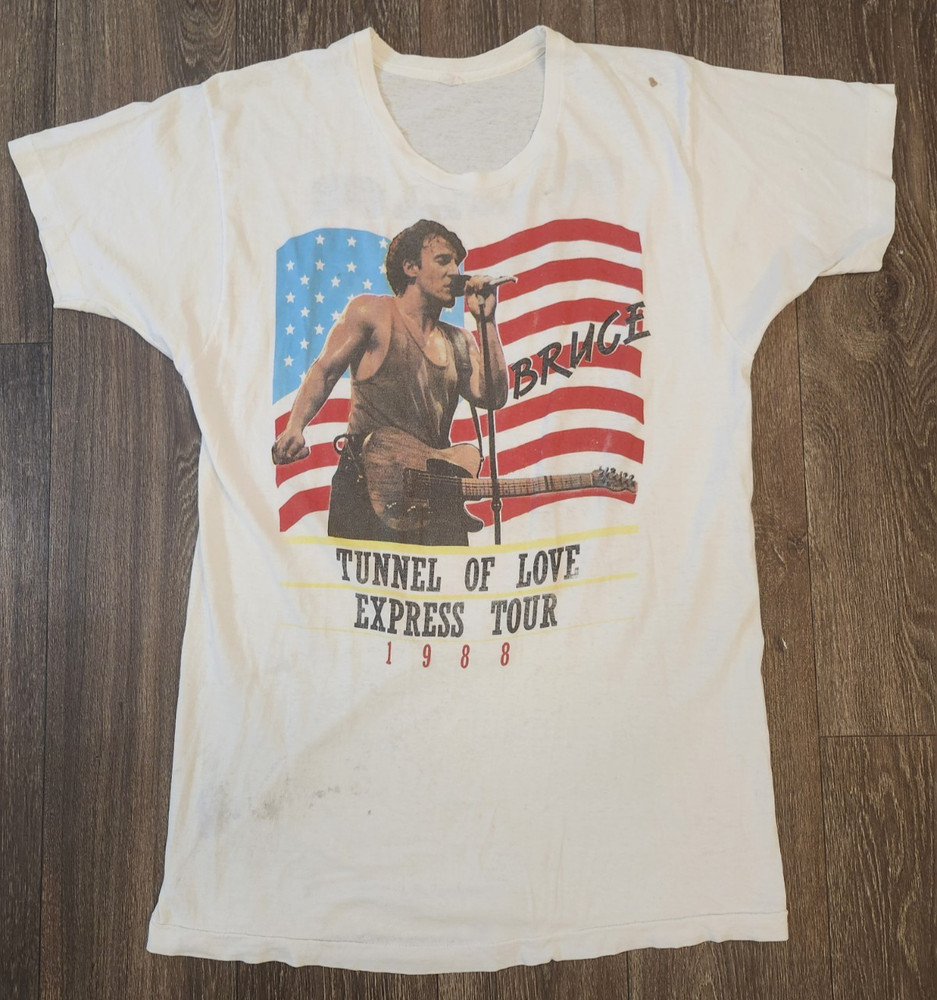 Vintage Bruce Springsteen Tunnel Of Love Express Tour 1988 T-Shirt White XL