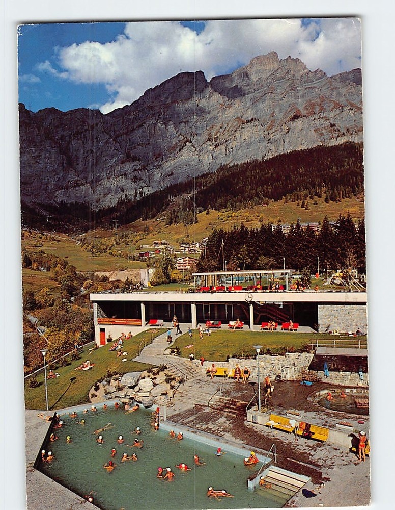 Postcard Leukerbad Thermal Baths in Switzerland