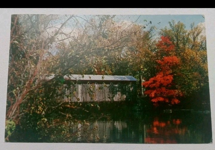 Fallasburg Covered Bridge Lowell Michigan MI Vintage Postcard