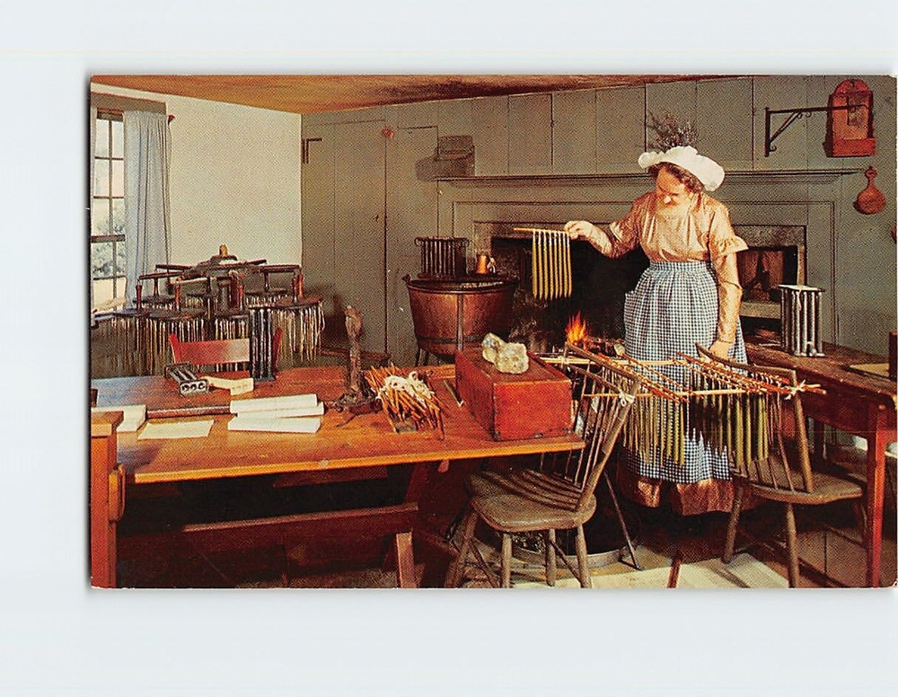 Postcard Candle Making in the Fitch House Old Sturbridge Village Massachusetts