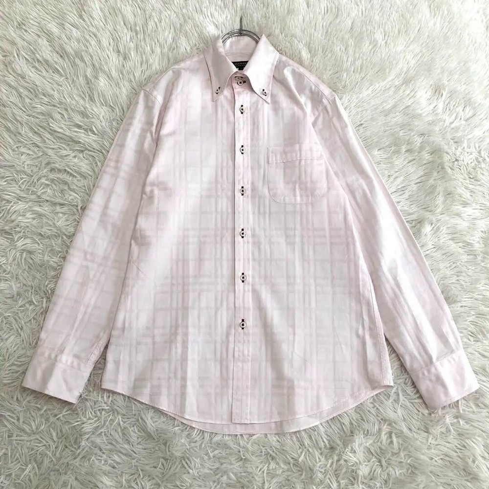 Burberry Black Label BD Shirt Nova Check Shadow Check Pink Men Size 39 Used