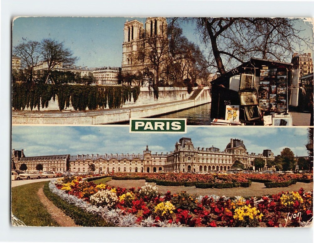 Postcard Panorama De Paris & Notre Dame Et La seine & Le Louvre France