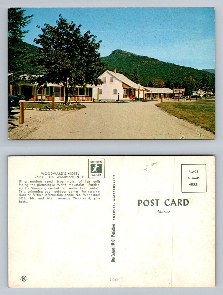 North Woodstock, NH-New Hampshire, Woodward's Motel White Mtns. Vintage Postcard