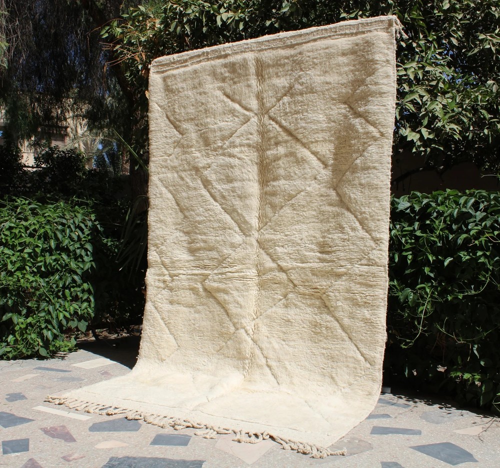 Luxury Handmade Moroccan Berber Wool Rug Color White Design Area Carpet Rug