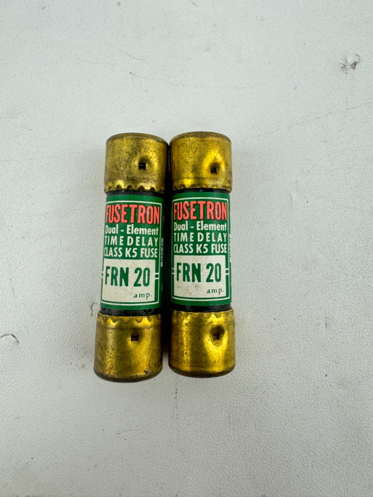 x(2) Fusetron FRN-20 20A 250V Dual Element Time Delay Fuse Lot Buss