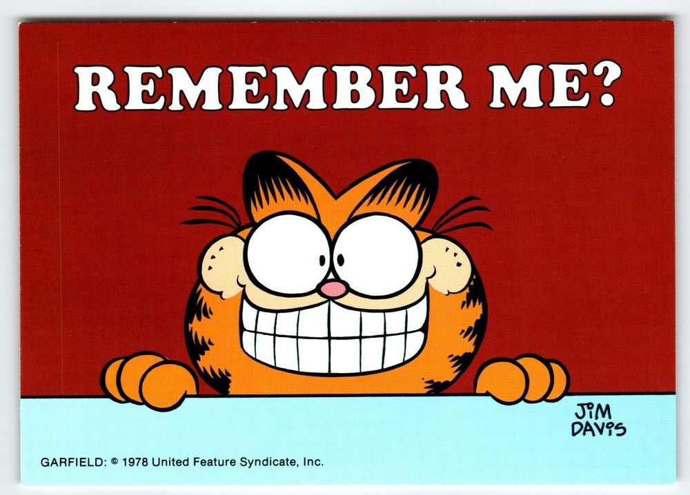 Garfield Remember Me? Cat Postcard Jim Davis Orange Kitten Tabby 1978 Unused