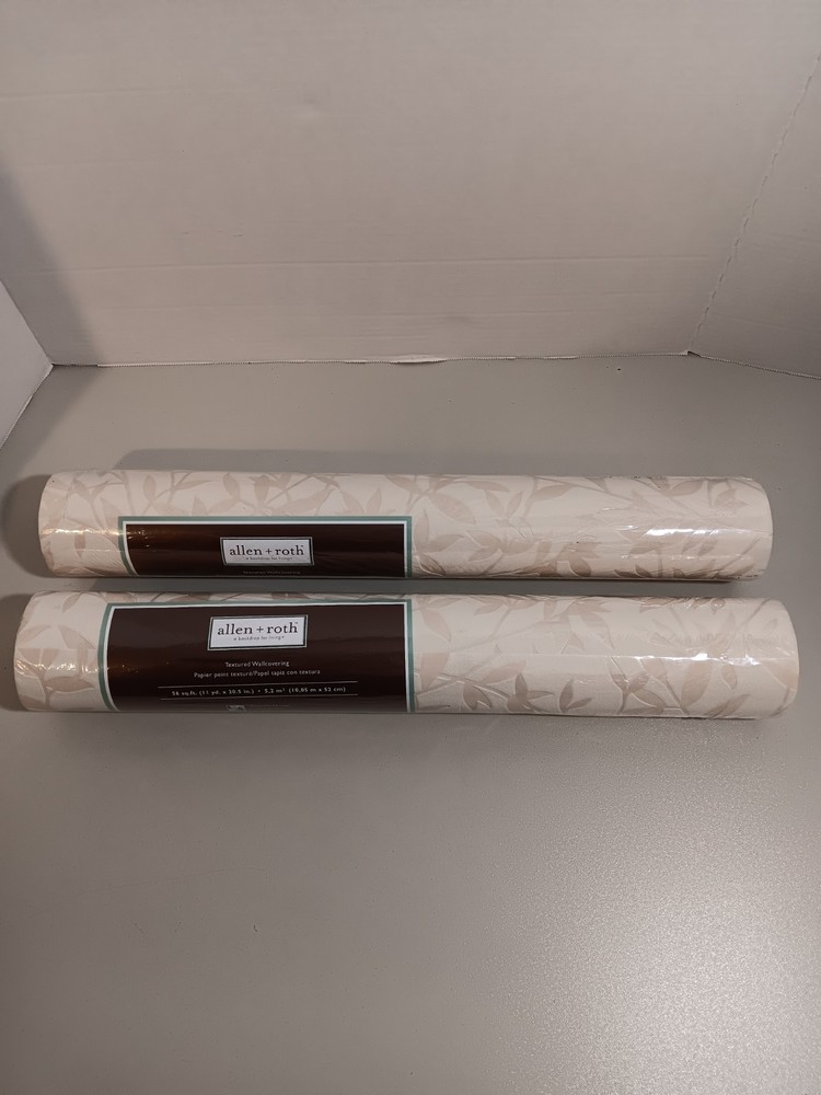 Allen + Roth Textured Beige Leaf Pattern Wallpaper