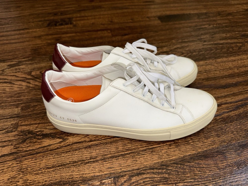 Common Projects Achilles Low White Leather - Burgundy Tab Sneakers US 10 EU 43-image