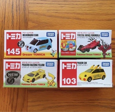 Takara Tomy Pokemon Dream Tomica Mini Car Set of 4 Mew Yveltal Pikachu