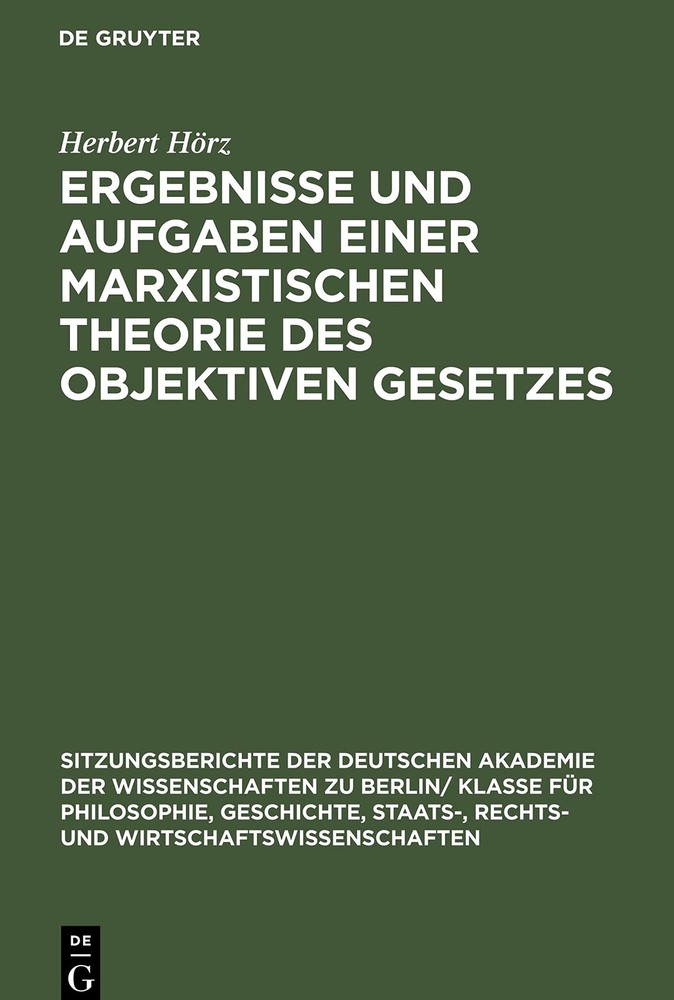 Herbert Hörz Ergebnisse Und Aufgaben Einer Marxistischen Theorie Des  (Hardback)