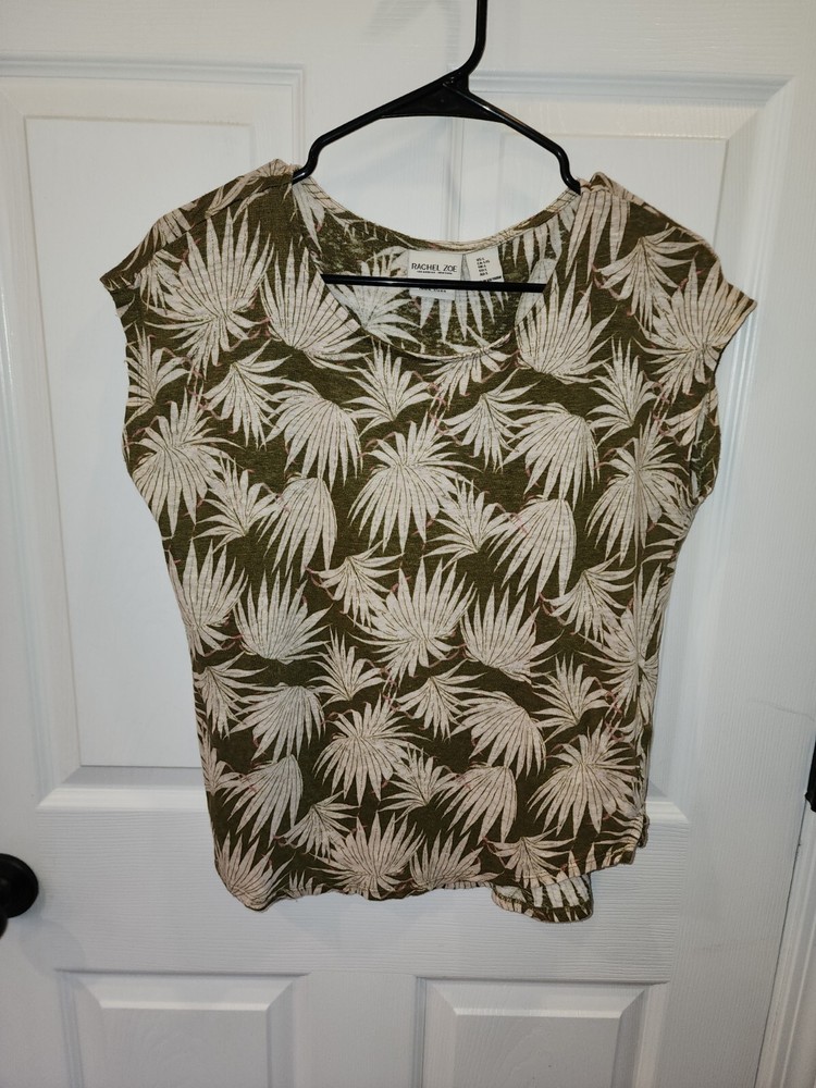RACHEL ZOE  100% Linen Floral Tropical Blouse Large