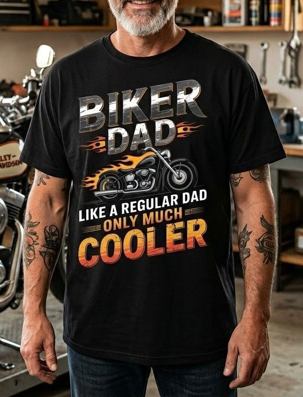 Biker Dad Much Cooler Than Regular Dad Motorcycle T-Shirt Gift