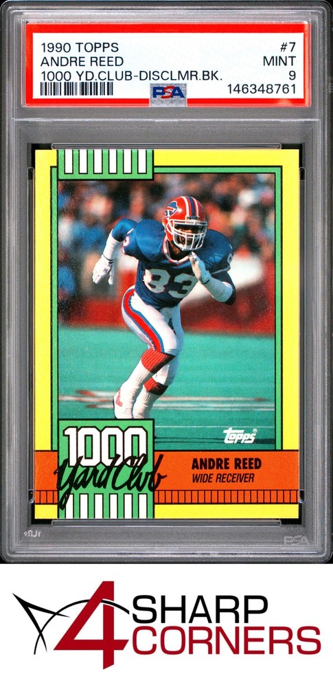 1990 Topps 1000 Yard Club #7 Andre Reed Hof Disclaimer Back Pop 3 Psa 9Price points for all collectors!