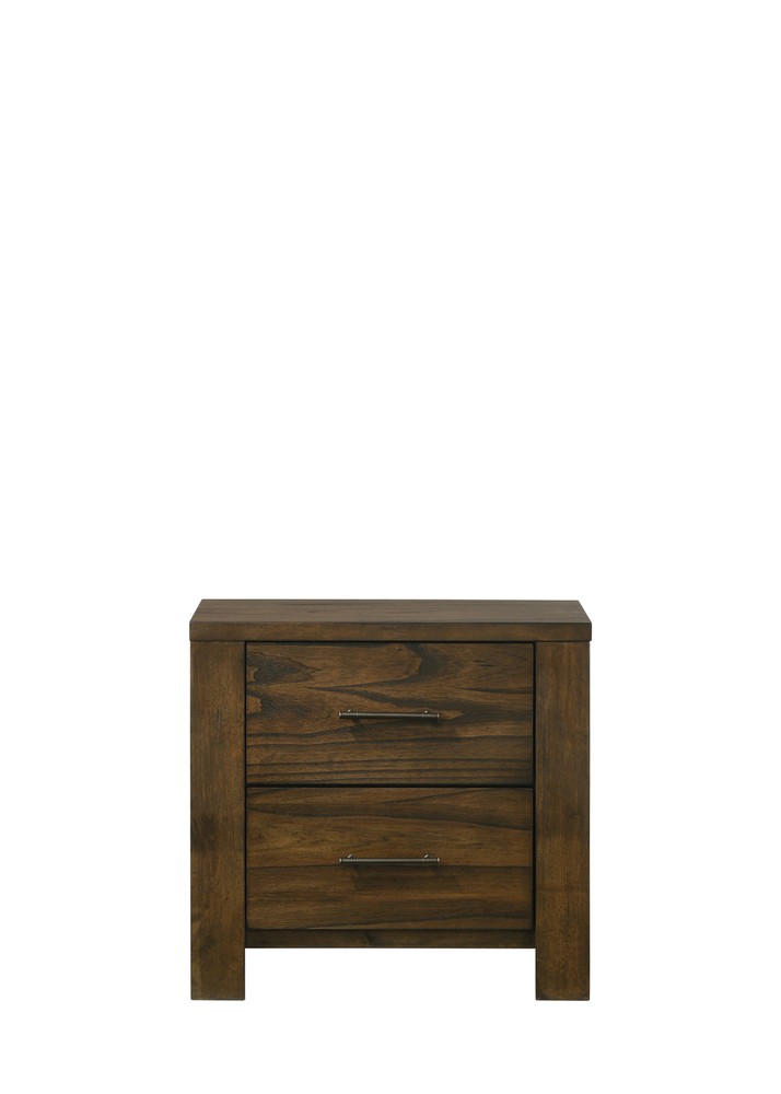 Merrilee Oak Finish Nightstand in Classic Dark Wood Design  
