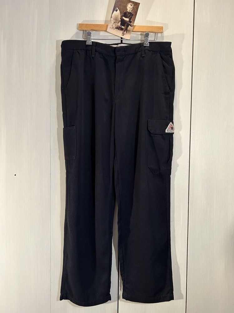 Bulwark Fire Resistant Men’s Cargo Pant 38 X 32 NFPA 2112 F R Black Dress VGUC