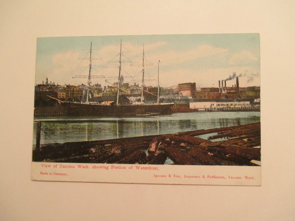 Tacoma Washington Postcard Portion of waterfront ships 1907 WA WN