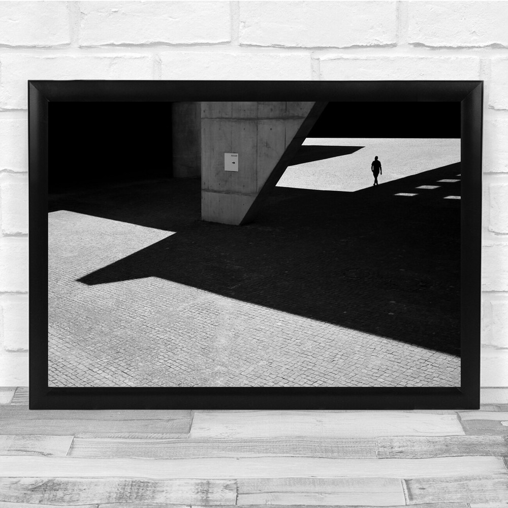Street Figure Silhouette Concrete Light Shadow Wall Art Print