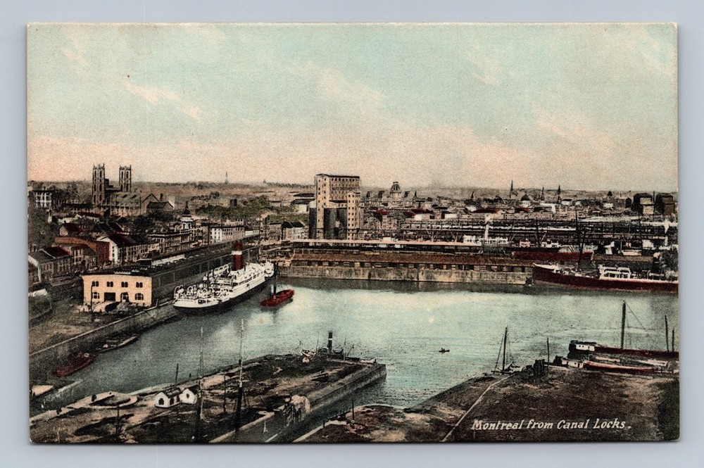 Vintage Montreal Canada Canal Locks Postcard Early 1900s Harbor View