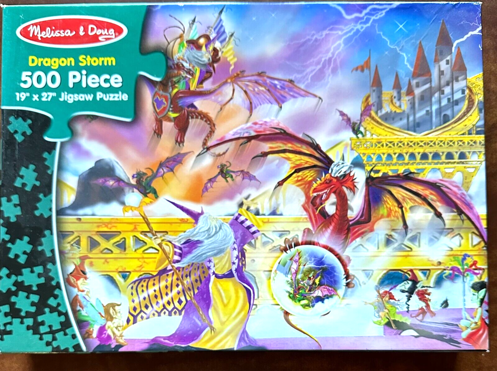 Dragon Storm COMP 500 pc Puzzle Castle Dragons Zeus Bridge Melissa & Doug