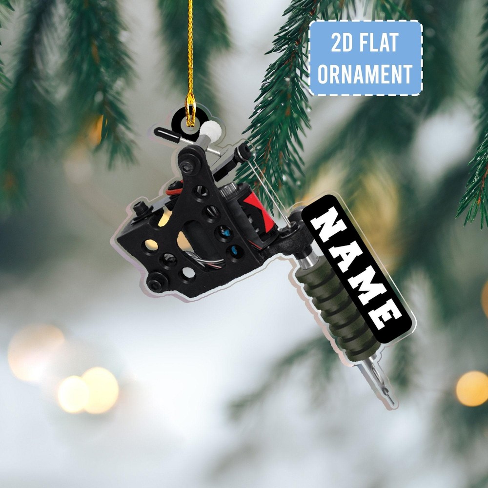 Personalized Name Tattoo Machine Ornament   Acrylic 2D Ornament  Gift For Tattoo