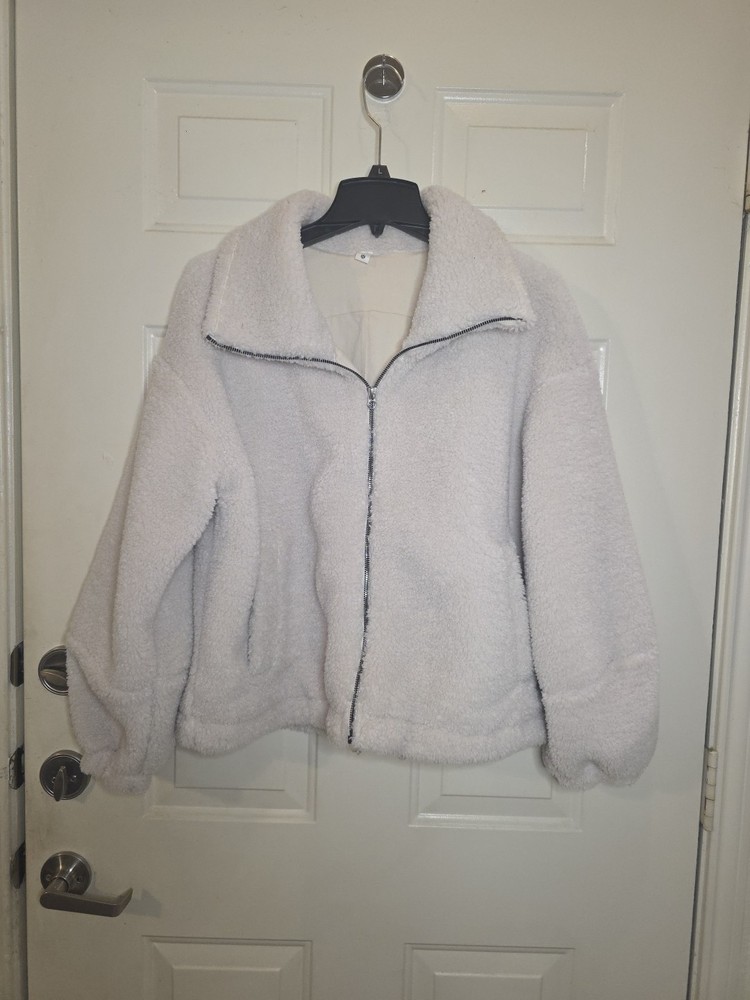 Lululemon Cinchable Fleece Zip Up Jacket Bone White Women’s Size 10 Sherpa