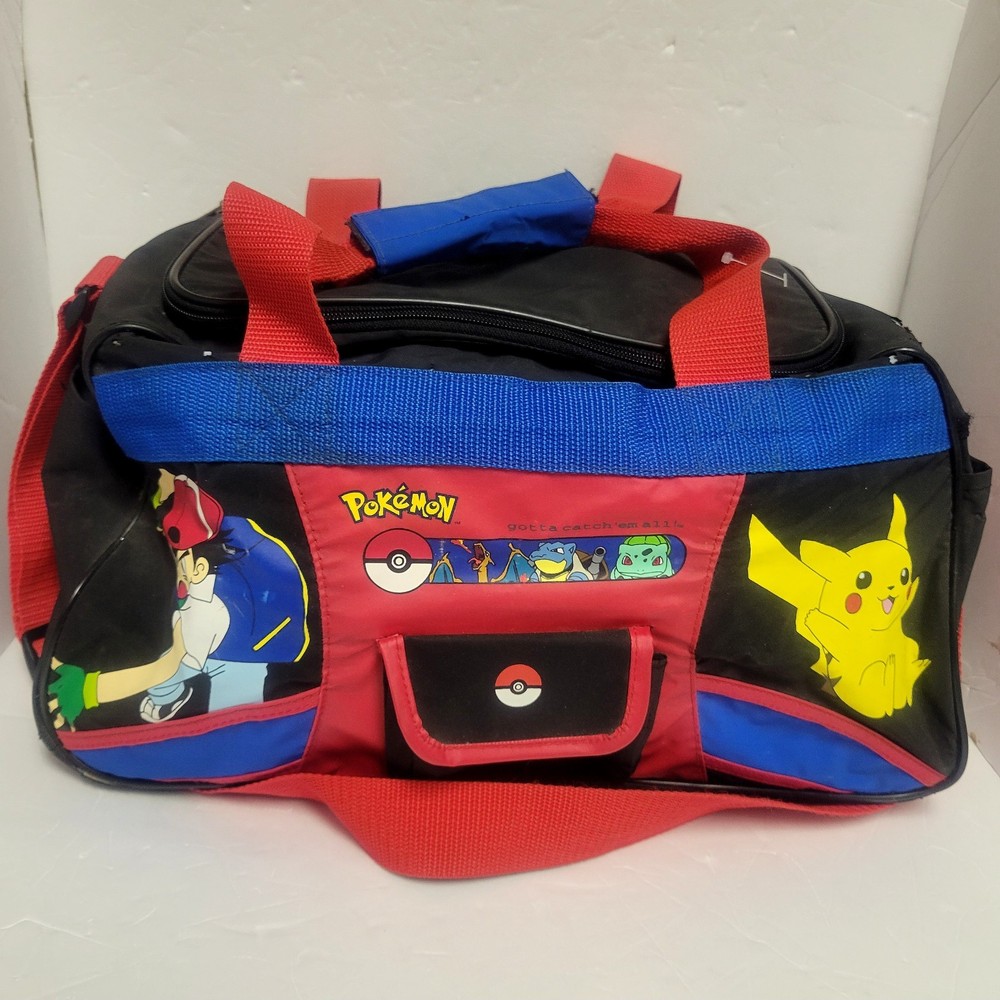 Vtg 1999 Pokémon Ash Pikachu Gotta Catch'em All Dufflebag Used Anime 90s Tote