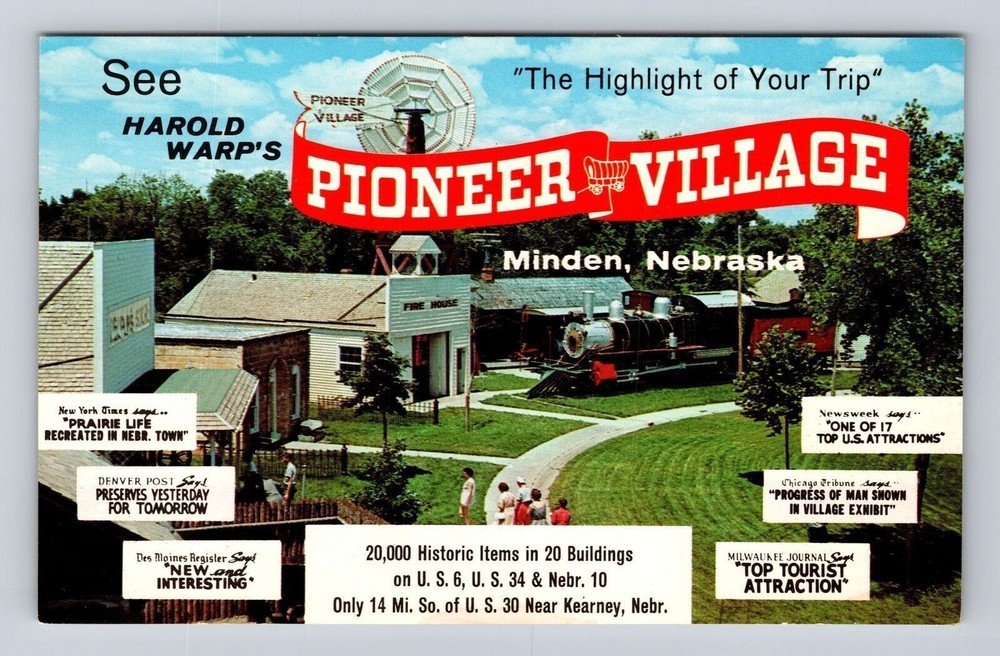 Minden NE-Nebraska, Pioneer Village, Advertising, Antique, Vintage Postcard