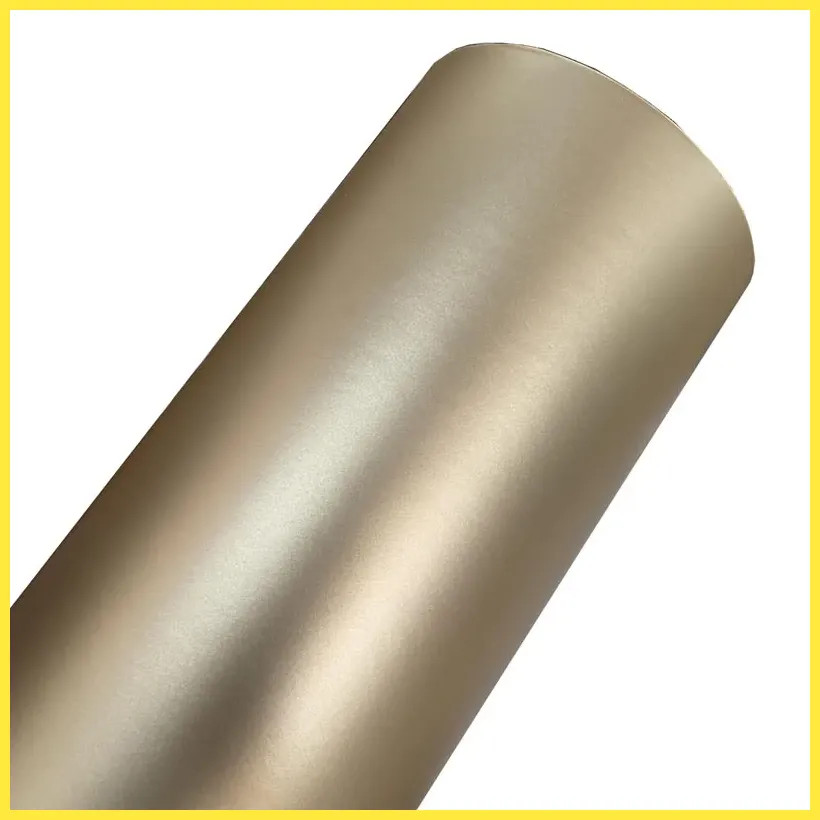 Champagne Gold Metallic Matte Vinyl Wrap Roll PVC Sticker For Car Vehicle Decal