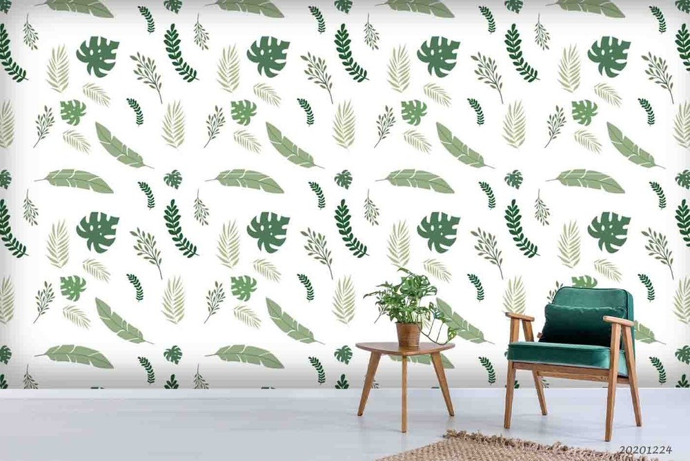 3D Plants Leaf Pattern Wall Murals Wallpaper Murals Wall Sticker