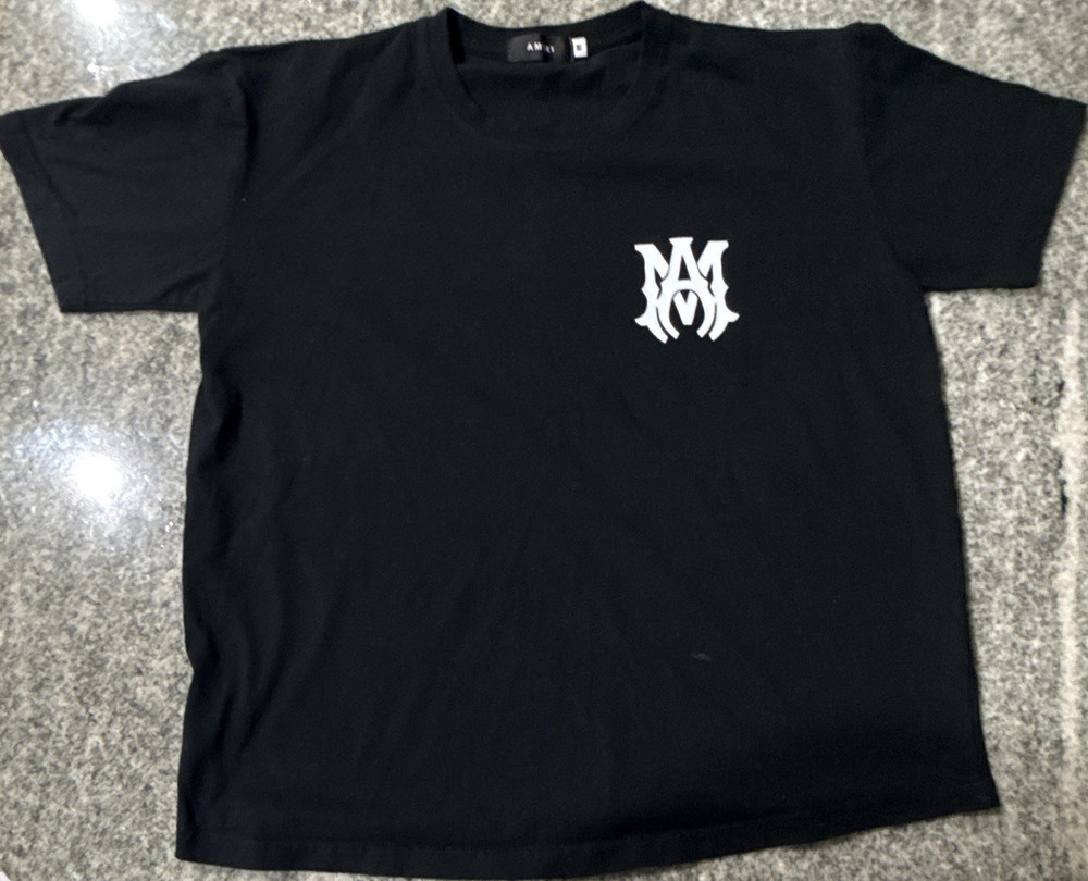 AMIRI Black Cotton Graphic Logo Men's T-Shirt M Short Sleeve Crew Neck