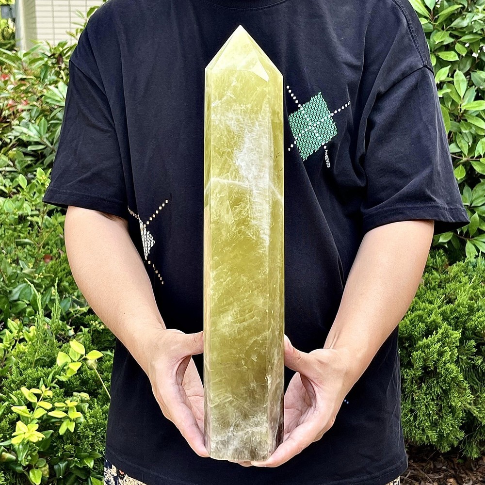 9.32LB Natural Citrine Smoky Quartz Obelisk Healing Crystal Pillar